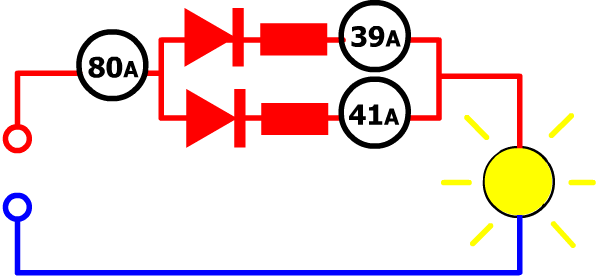 Diodes en parallèle avec résistantes d'équilibrage