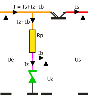 Intensités dans stabilisation NPN et zener