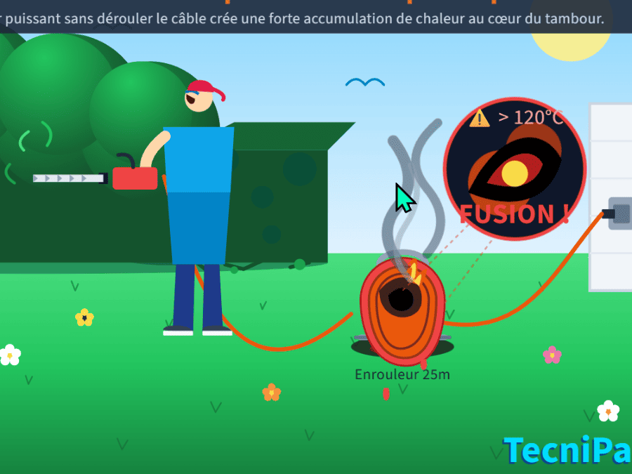 Enrouleur en feu, puissance maxi pourtant respectée !